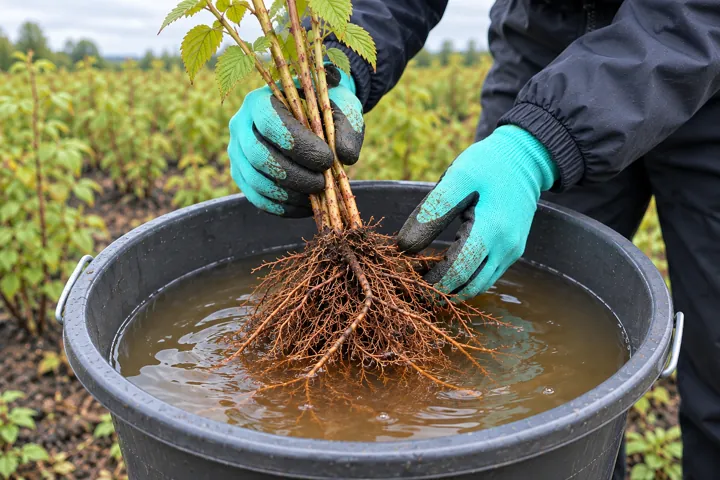 Îmbăierea rădăcinilor în soluție diluată înainte de plantare